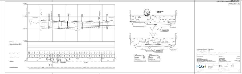 Asennusalusta 150 mm Kiviainesarina 300 mm Suodatinkangas N3 Varaus kaapeleille ja kaukolämmölle Koordinaattijärjestelmä: ETRS GK30 Korkeusjärjestelmä: N60 Kaupunginosa/Kylä Kortteli/Tila Tontti/rno