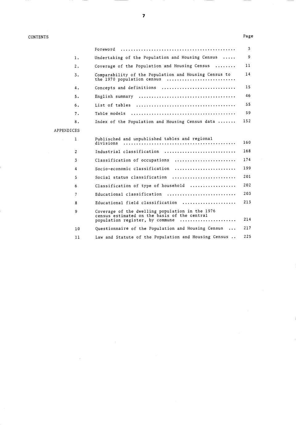 .. 59 8. Index of the Population and Housing Census data... 152 1 P ublisched and unpublished ta b les and region al d iv is io n s... 150 2 In d u stria l c la s s if ic a t i o n.