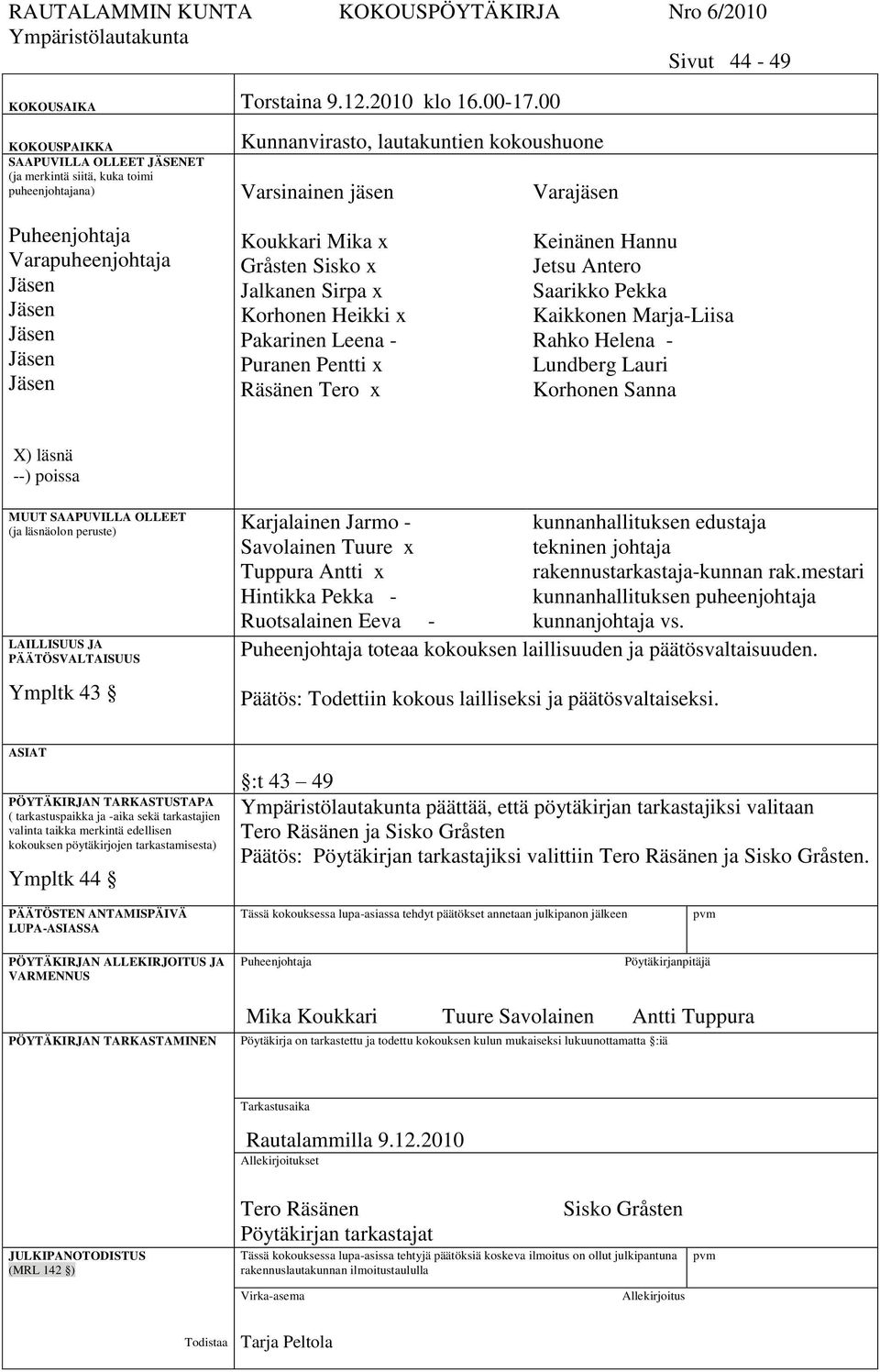 Mika x Gråsten Sisko x Jalkanen Sirpa x Korhonen Heikki x Pakarinen Leena - Puranen Pentti x Räsänen Tero x Keinänen Hannu Jetsu Antero Saarikko Pekka Kaikkonen Marja-Liisa Rahko Helena - Lundberg