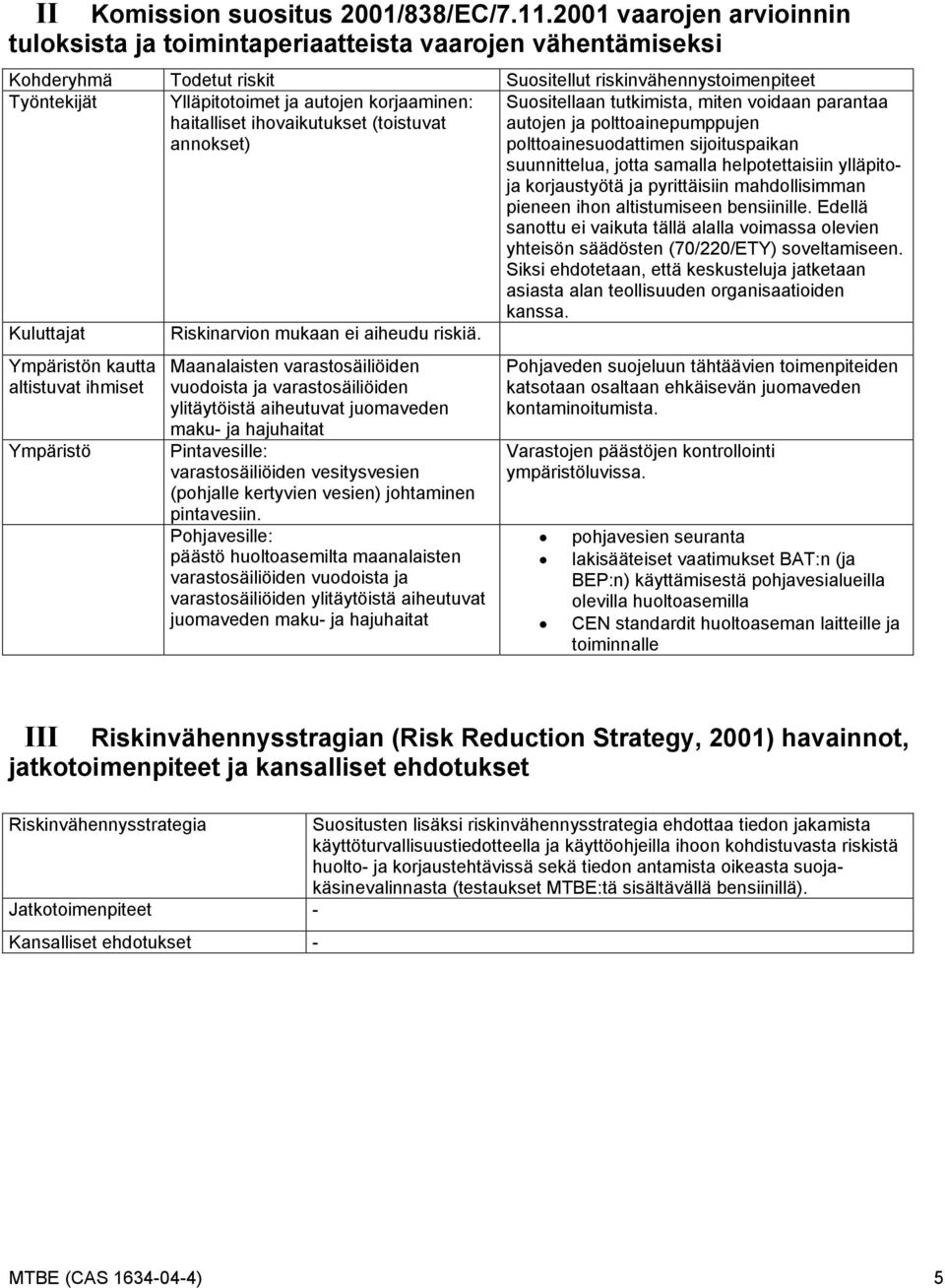 korjaaminen: haitalliset ihovaikutukset (toistuvat annokset) Suositellaan tutkimista, miten voidaan parantaa autojen ja polttoainepumppujen polttoainesuodattimen sijoituspaikan suunnittelua, jotta