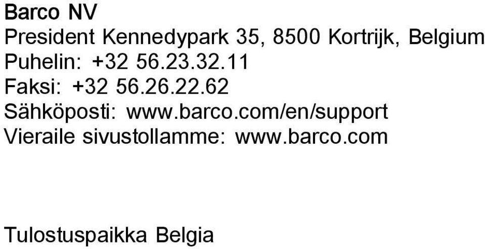 22.62 Sähköposti: www.barco.