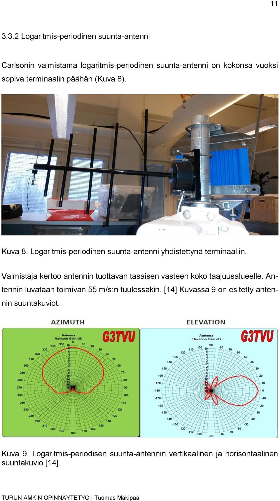 Valmistaja kertoo antennin tuottavan tasaisen vasteen koko taajuusalueelle. Antennin luvataan toimivan 55 m/s:n tuulessakin.