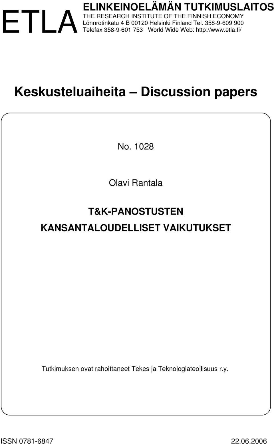 fi/ Keskusteluaiheita Discussion papers No.