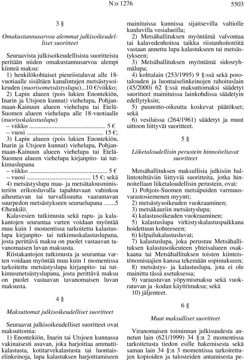 ..10 /viikko; 2) Lapin alueen (pois lukien Enontekiön, Inarin ja Utsjoen kunnat) viehelupa, Pohjanmaan-Kainuun alueen viehelupa tai Etelä- Suomen alueen viehelupa alle 18-vuotiaalle