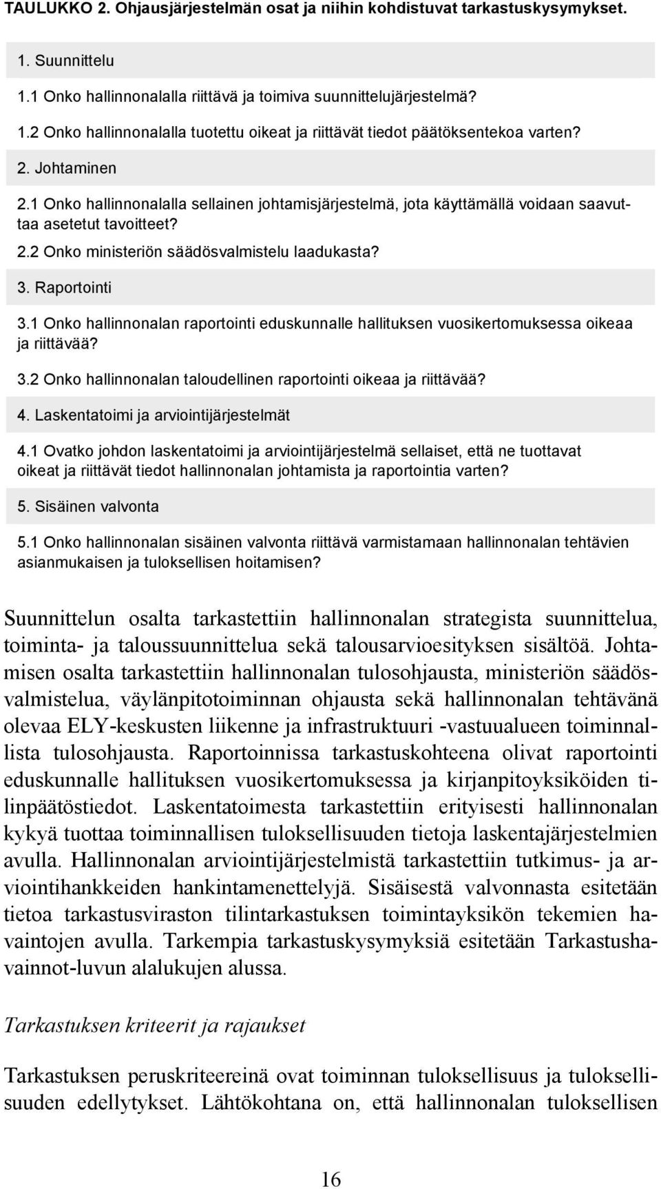 1 Onko hallinnonalan raportointi eduskunnalle hallituksen vuosikertomuksessa oikeaa ja riittävää? 3.2 Onko hallinnonalan taloudellinen raportointi oikeaa ja riittävää? 4.