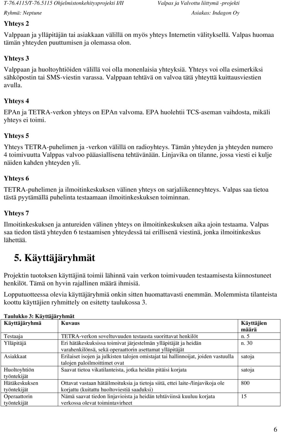 Valppaan tehtävä on valvoa tätä yhteyttä kuittausviestien avulla. Yhteys 4 EPAn ja TETRA-verkon yhteys on EPAn valvoma. EPA huolehtii TCS-aseman vaihdosta, mikäli yhteys ei toimi.