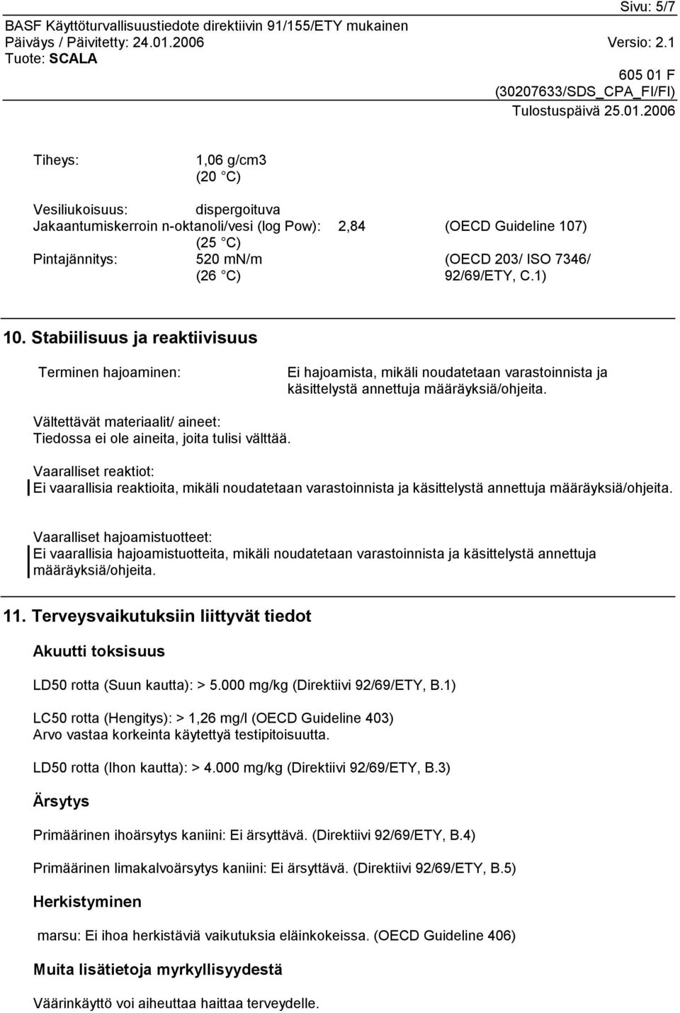 Vältettävät materiaalit/ aineet: Tiedossa ei ole aineita, joita tulisi välttää.