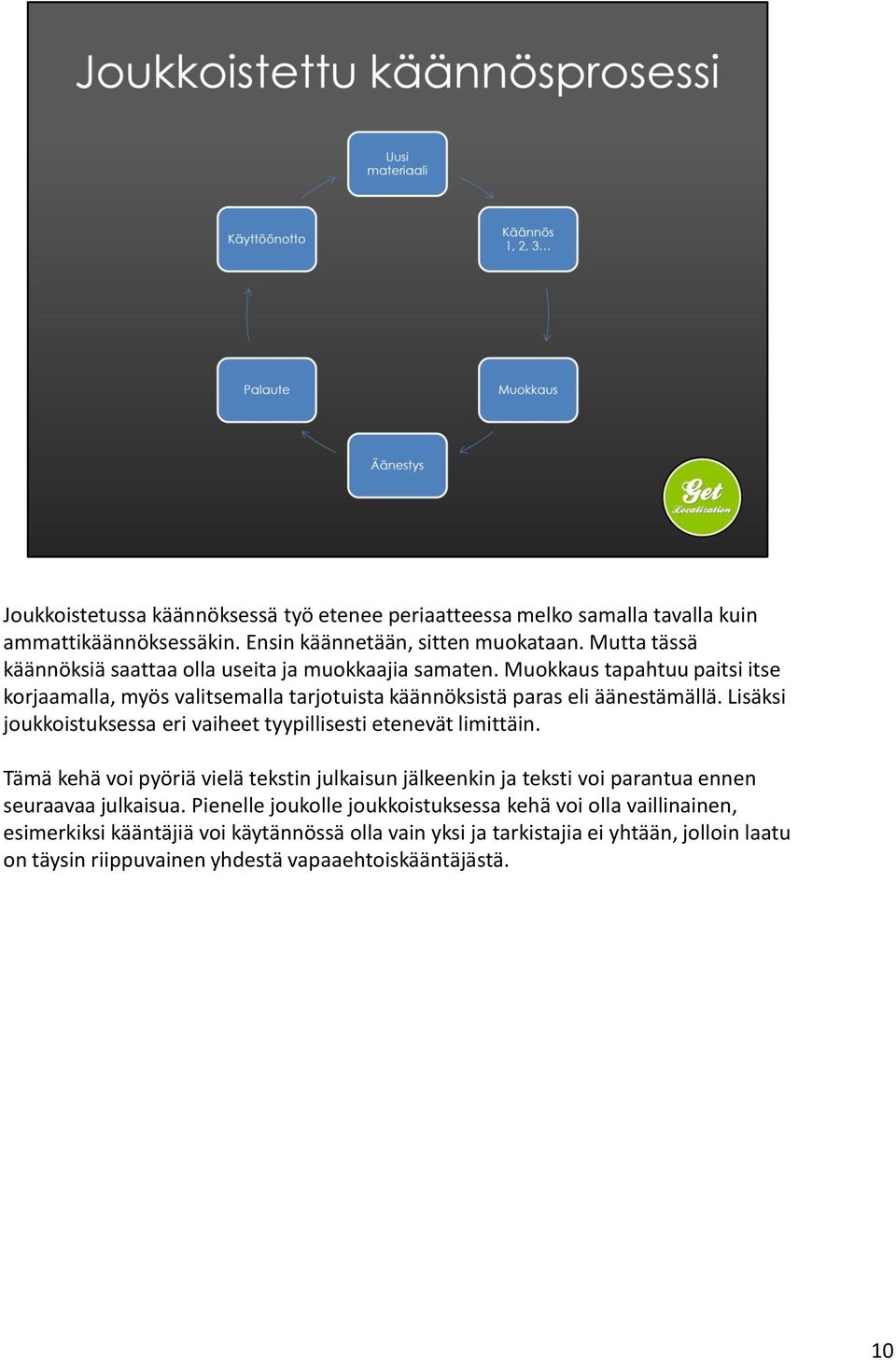 Lisäksi joukkoistuksessa eri vaiheet tyypillisesti etenevät limittäin. Tämä kehä voi pyöriä vielä tekstin julkaisun jälkeenkin ja teksti voi parantua ennen seuraavaa julkaisua.