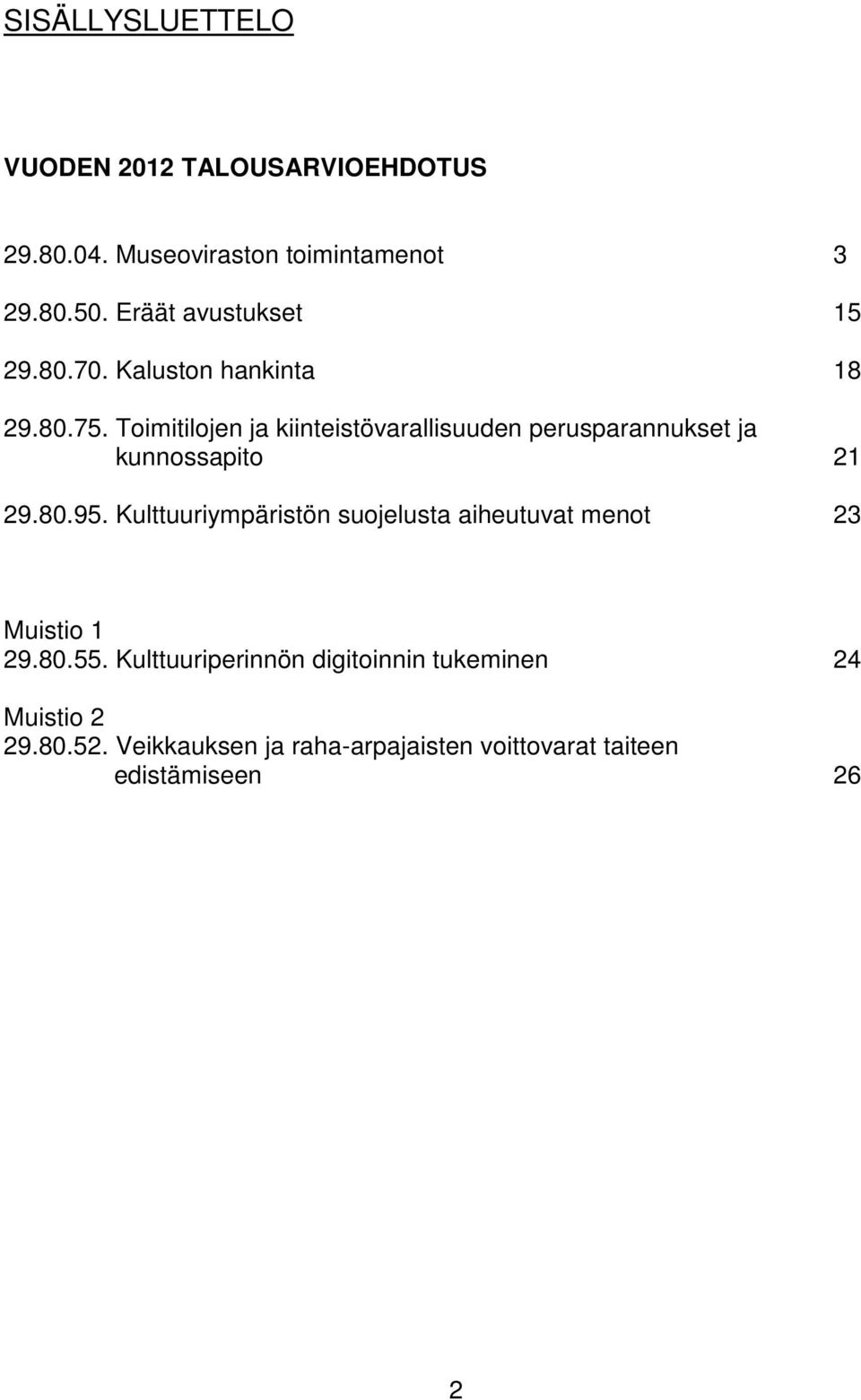 Toimitilojen ja kiinteistövarallisuuden perusparannukset ja kunnossapito 21 29.80.95.