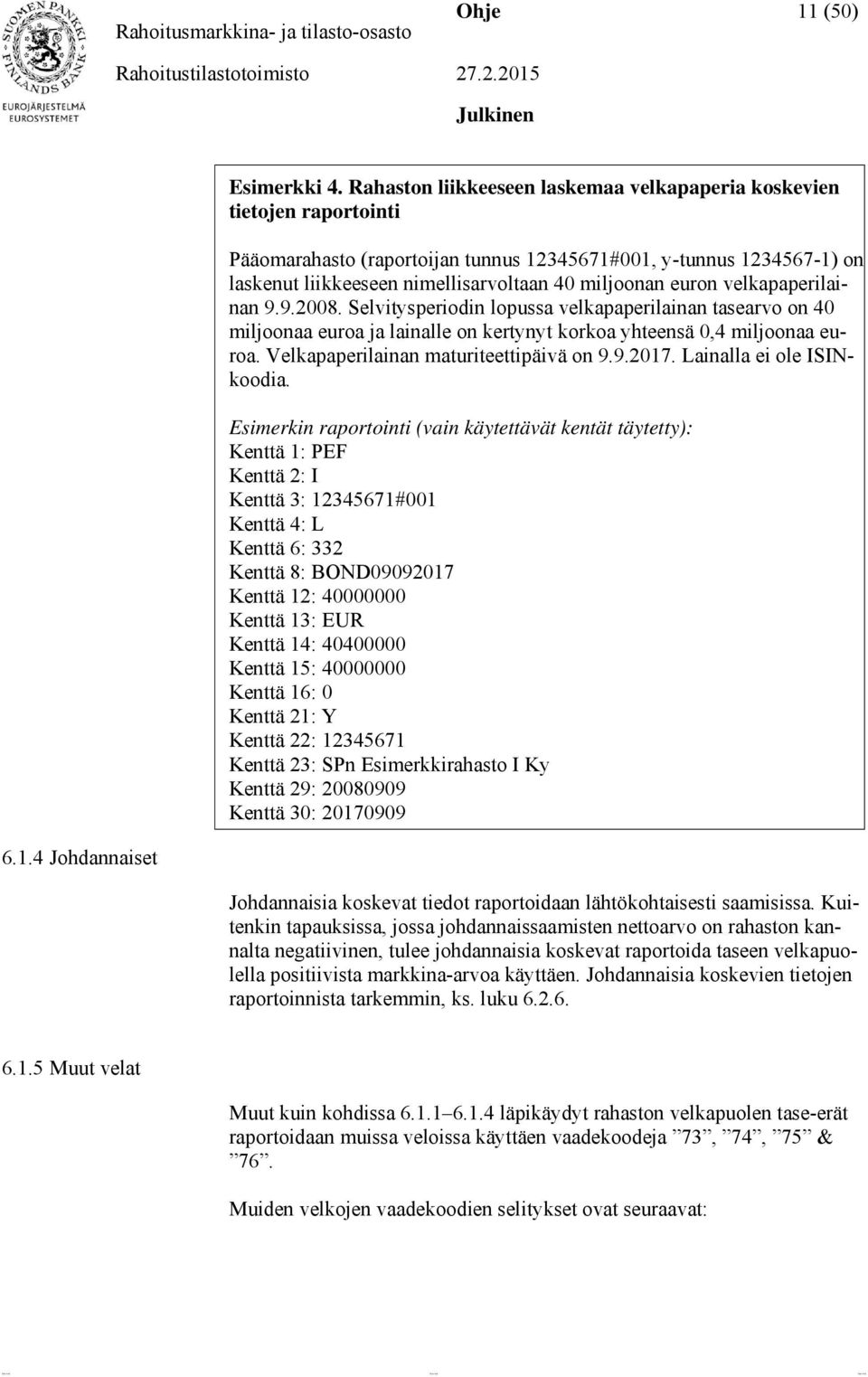 euron velkapaperilainan 9.9.2008. Selvitysperiodin lopussa velkapaperilainan tasearvo on 40 miljoonaa euroa ja lainalle on kertynyt korkoa yhteensä 0,4 miljoonaa euroa.