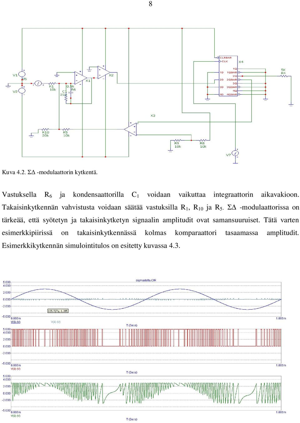 Takaisinkytkennän vahvistusta voidaan säätää vastuksilla R 1, R 10 ja R 5.