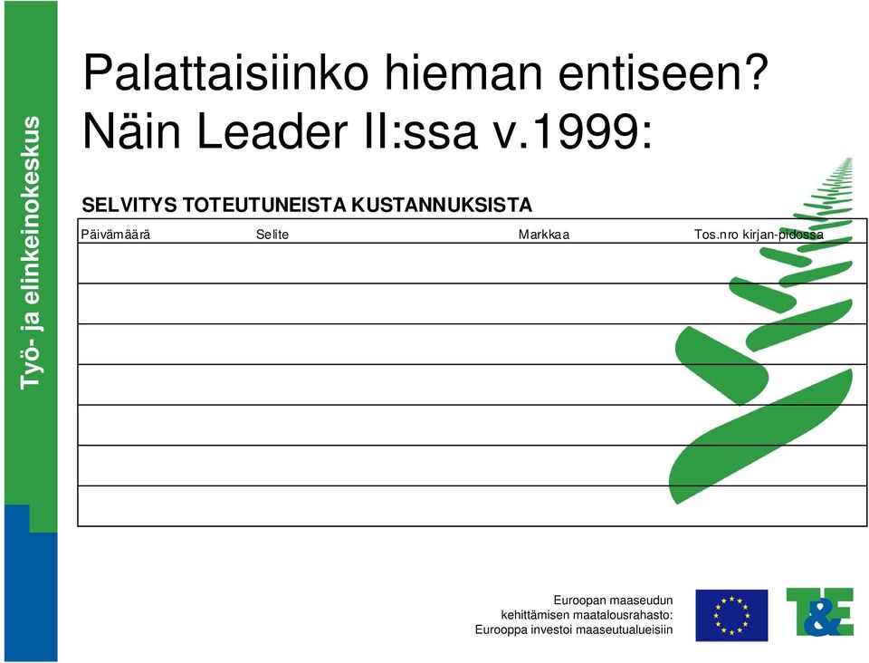 v.1999: SELVITYS TOTEUTUNEISTA