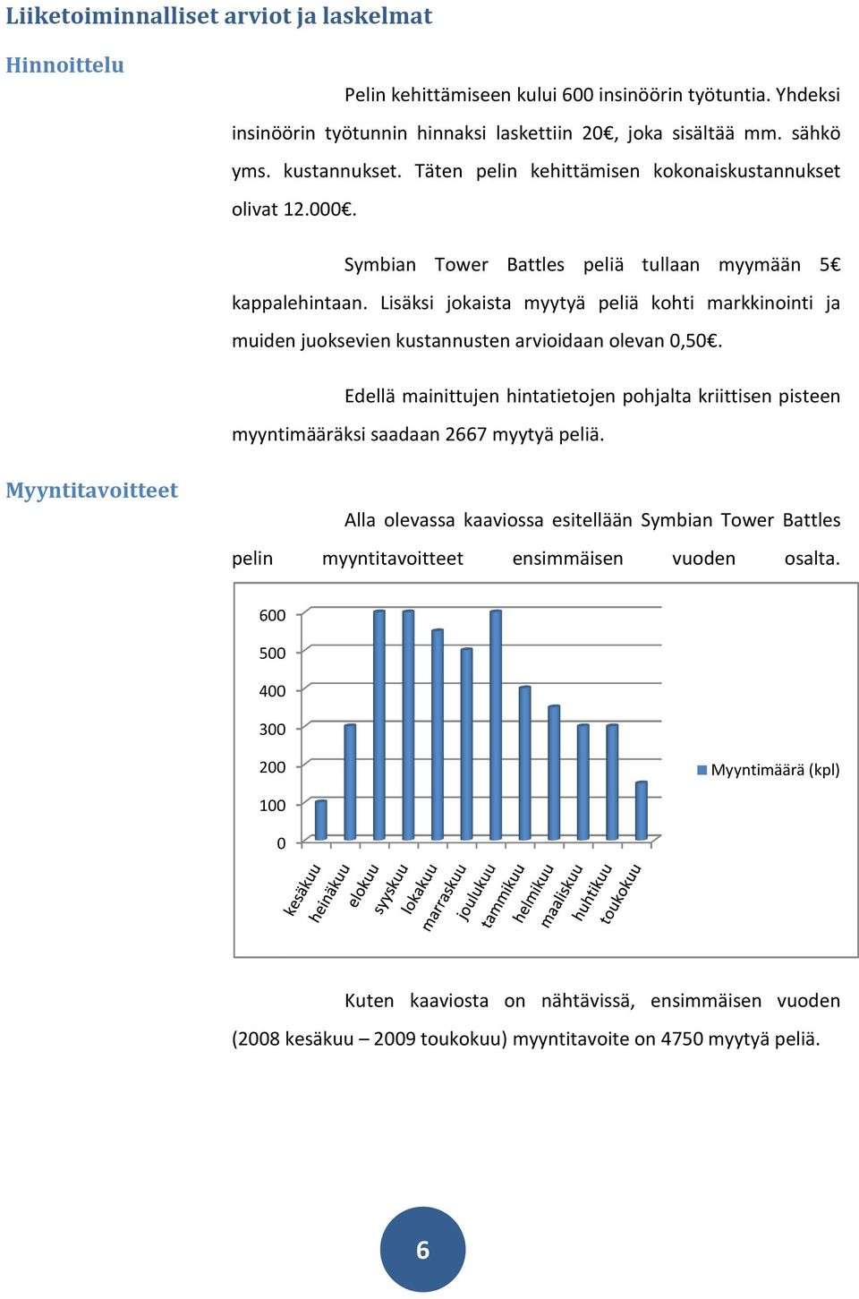 Lisäksi jokaista myytyä peliä kohti markkinointi ja muiden juoksevien kustannusten arvioidaan olevan 0,50.