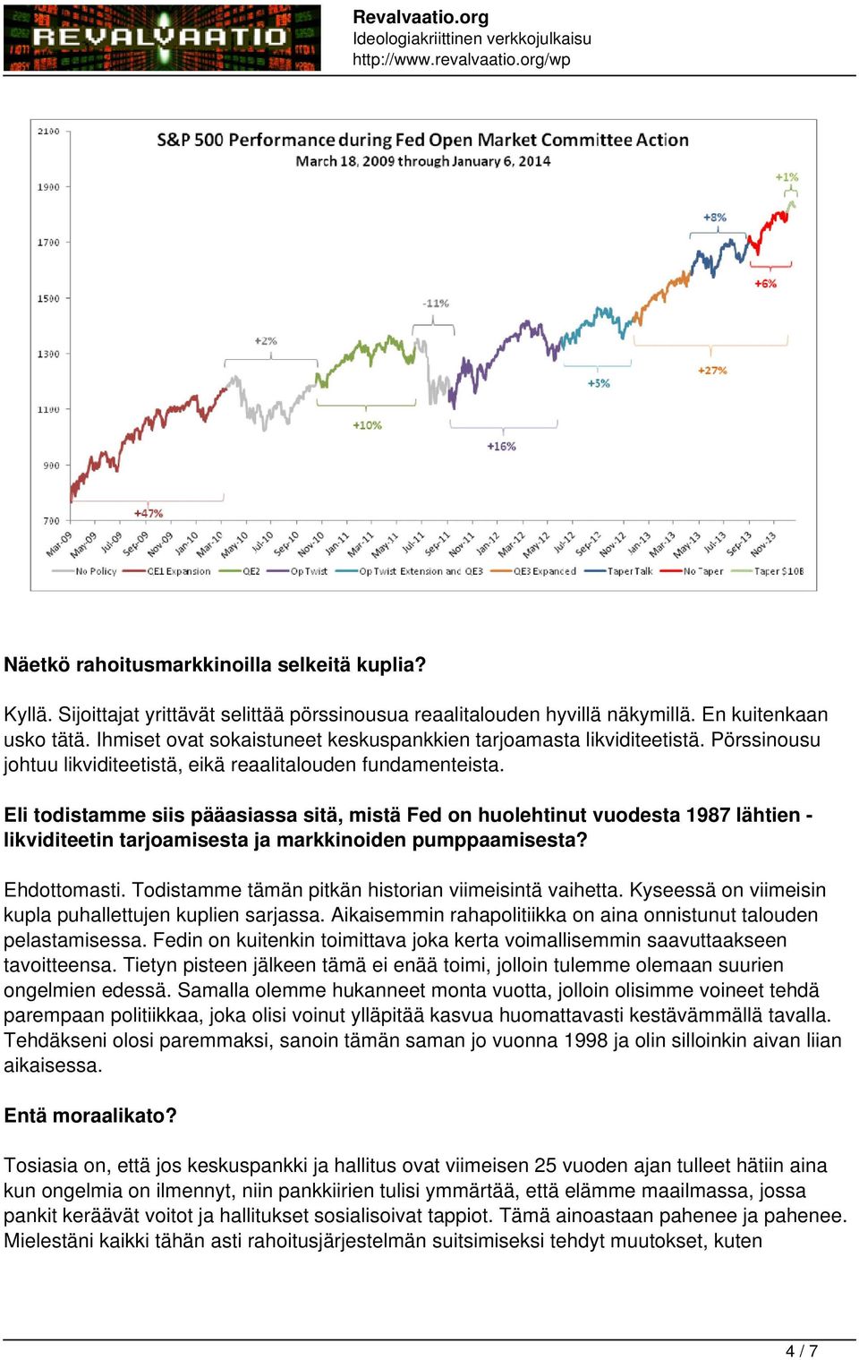 Eli todistamme siis pääasiassa sitä, mistä Fed on huolehtinut vuodesta 1987 lähtien - likviditeetin tarjoamisesta ja markkinoiden pumppaamisesta? Ehdottomasti.