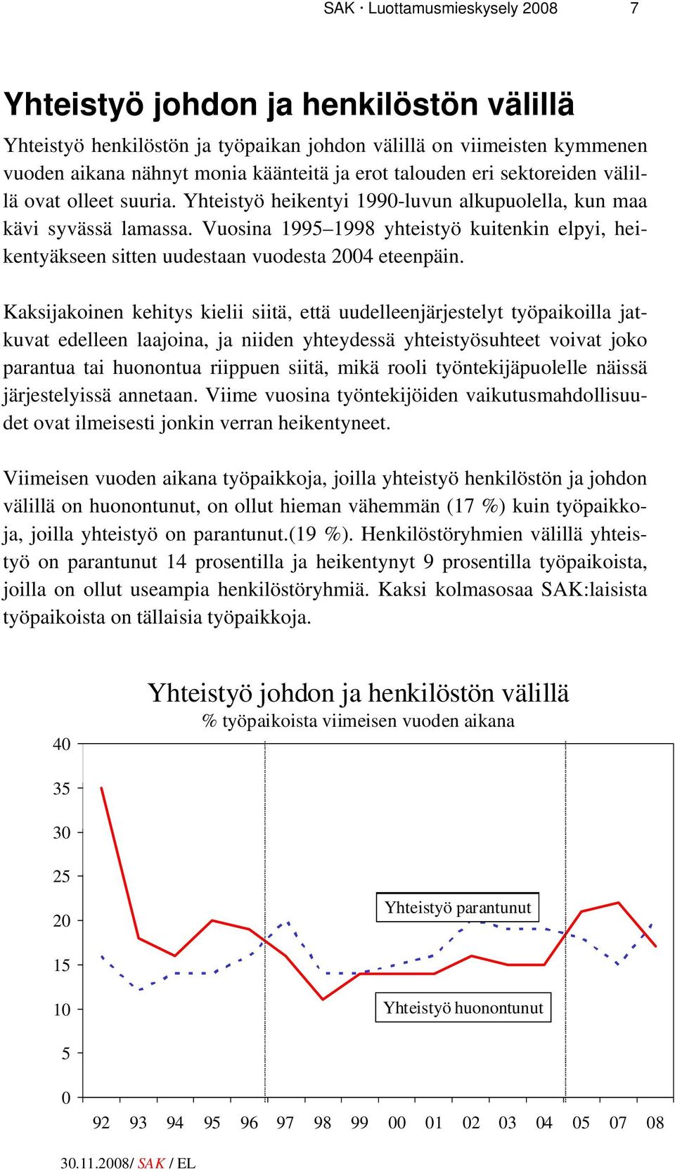 Vuosina 1995 1998 yhteistyö kuitenkin elpyi, heikentyäkseen sitten uudestaan vuodesta 2004 eteenpäin.