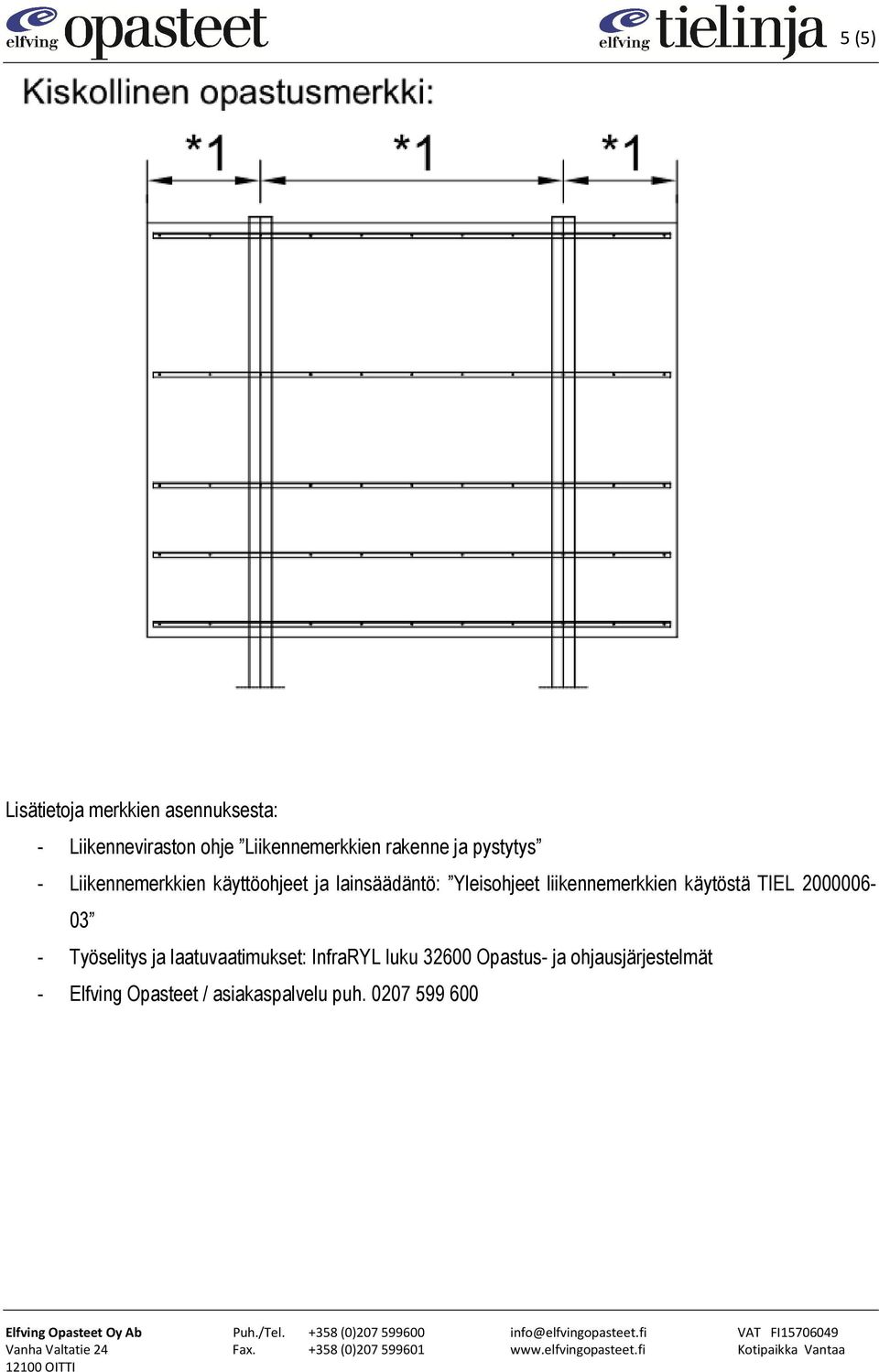 liikennemerkkien käytöstä TIEL 2000006-03 - Työselitys ja laatuvaatimukset: InfraRYL