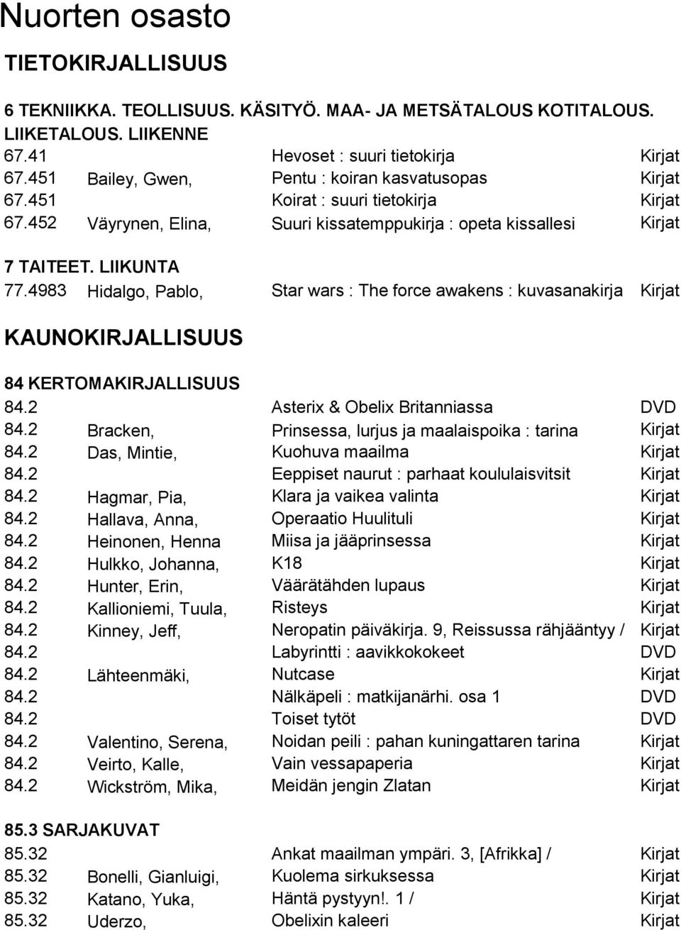 4983 Hidalgo, Pablo, Star wars : The force awakens : kuvasanakirja Kirjat KAUNOKIRJALLISUUS 84 KERTOMAKIRJALLISUUS 84.2 Asterix & Obelix Britanniassa DVD 84.