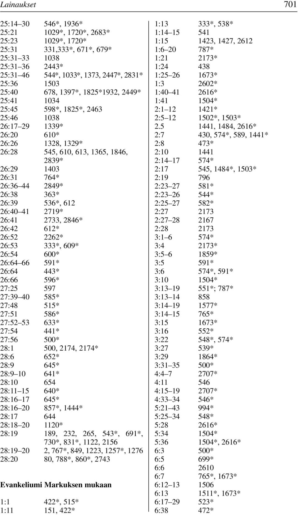 363* 26:39 536*, 612 26:40 41 2719* 26:41 2733, 2846* 26:42 612* 26:52 2262* 26:53 333*, 609* 26:54 600* 26:64 66 591* 26:64 443* 26:66 596* 27:25 597 27:39 40 585* 27:48 515* 27:51 586* 27:52 53