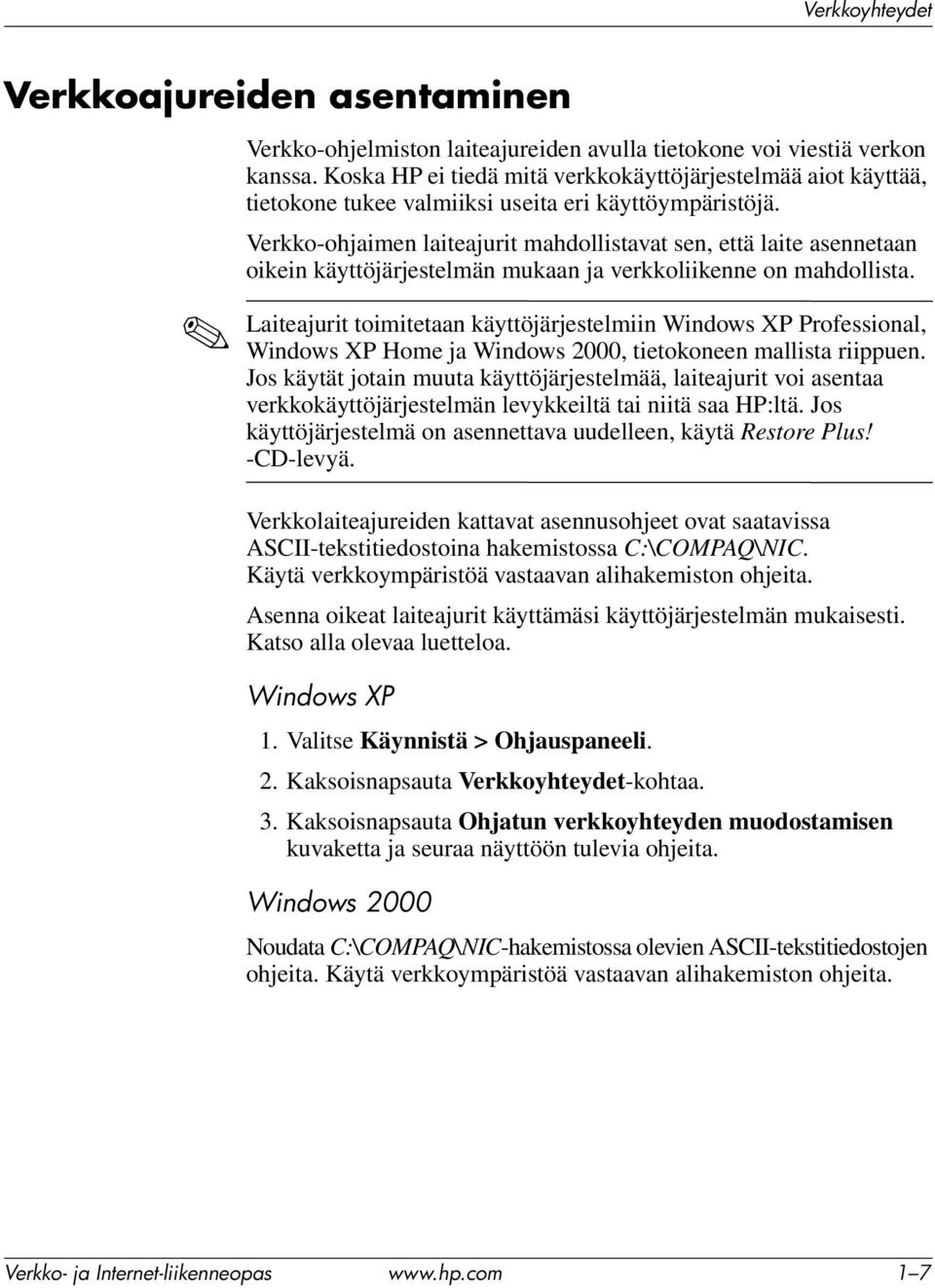 Verkko-ohjaimen laiteajurit mahdollistavat sen, että laite asennetaan oikein käyttöjärjestelmän mukaan ja verkkoliikenne on mahdollista.