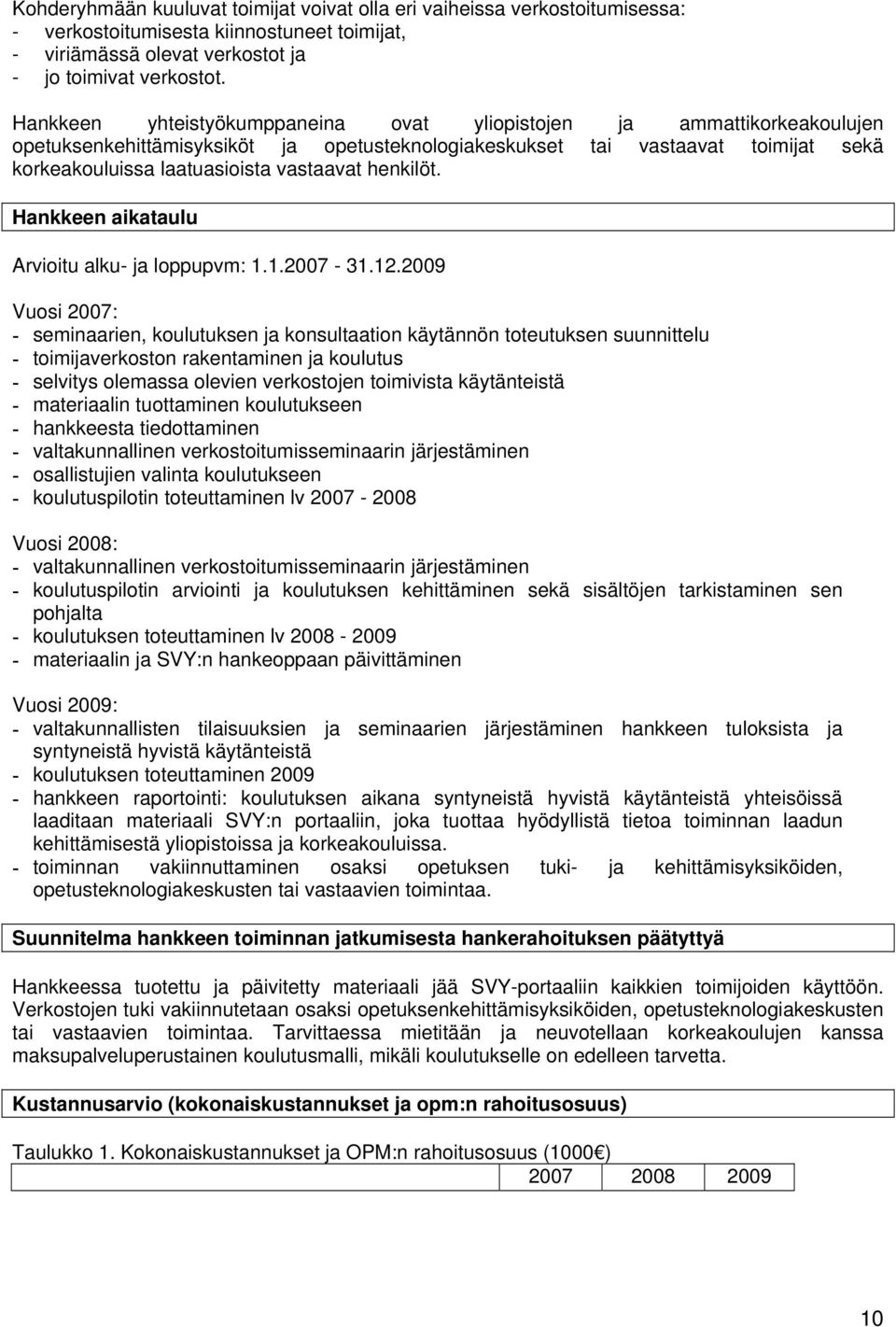 henkilöt. Hankkeen aikataulu Arvioitu alku- ja loppupvm: 1.1.2007-31.12.
