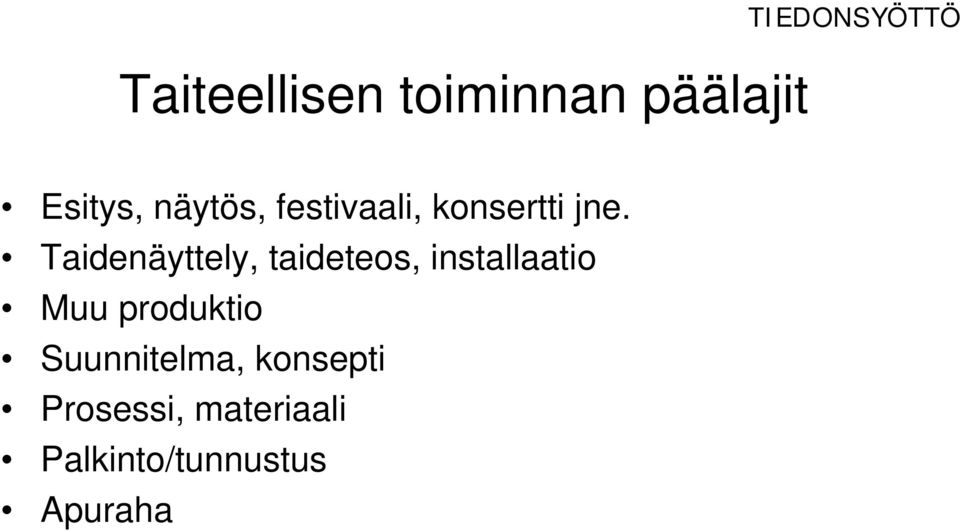 Taidenäyttely, taideteos, installaatio Muu