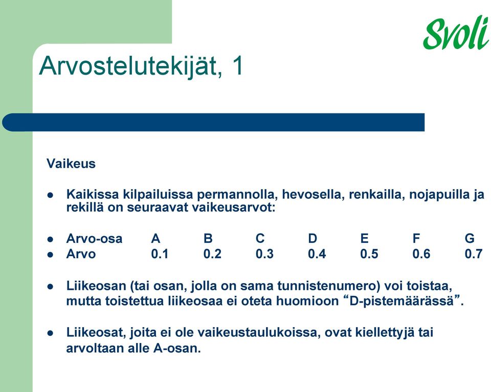 7 Liikeosan (tai osan, jolla on sama tunnistenumero) voi toistaa, mutta toistettua liikeosaa ei