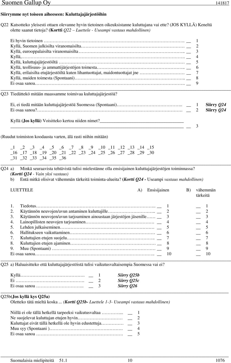 4 Kyllä, kuluttajajärjestöiltä 5 Kyllä, teollisuus- ja ammattijärjestöjen toimesta.. 6 Kyllä, erilaisilta etujärjestöiltä kuten lihantuottajat, maidontuottajat jne 7 Kyllä, muiden toimesta (Spontaani).