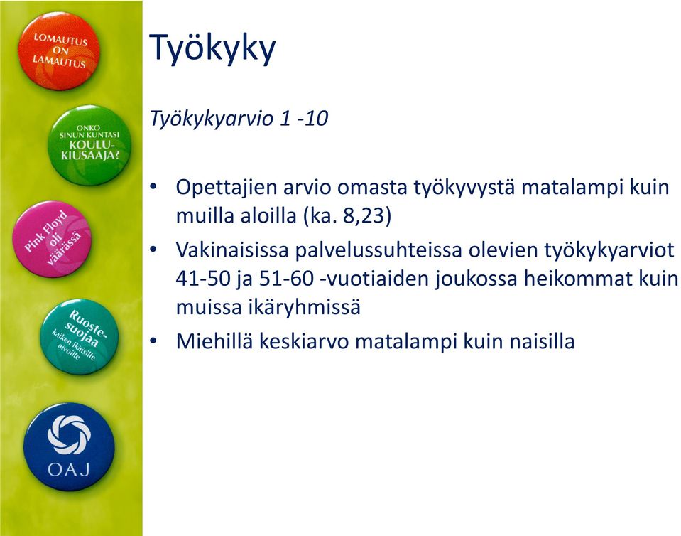 8,23) Vakinaisissa palvelussuhteissa olevien työkykyarviot 41-50