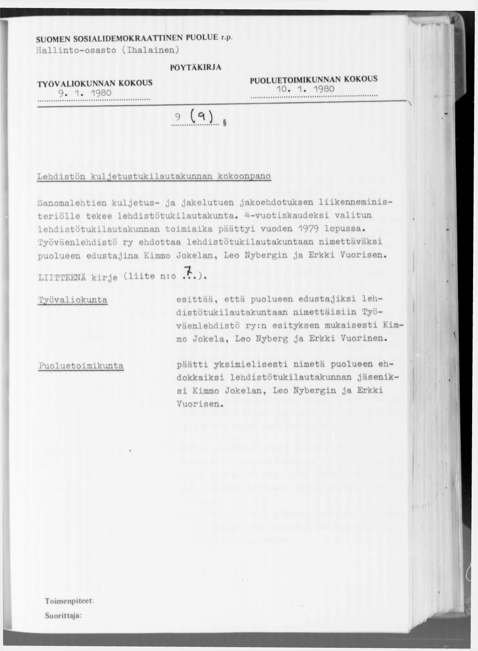 4-vuotiskaudeksi valitun lehdistötukilautakunnan toimiaika päättyi vuoden 1979 lopussa.