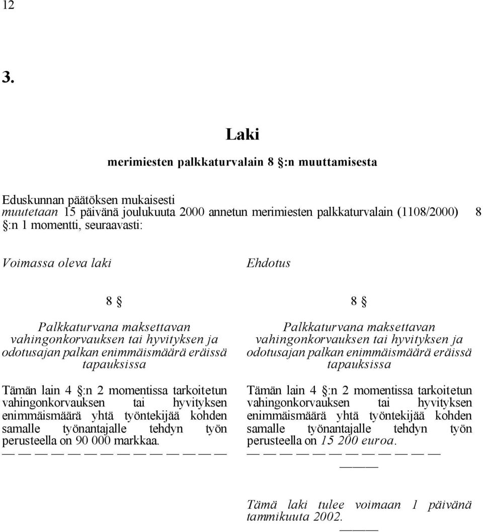 enimmäismäärä yhtä työntekijää kohden samalle työnantajalle tehdyn työn perusteella on 90 000 markkaa.