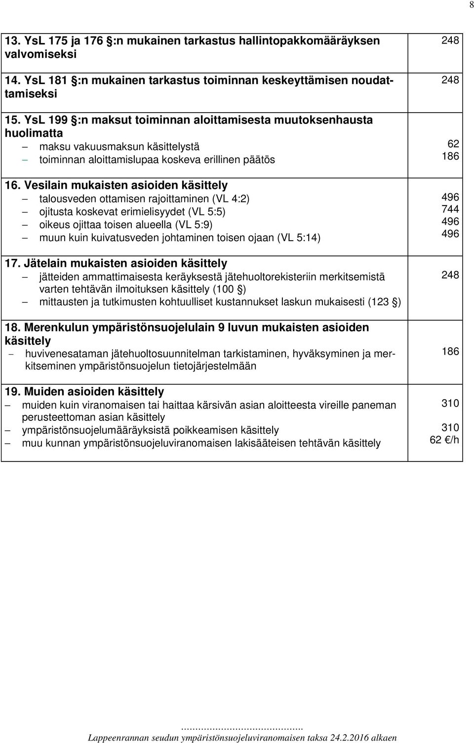 Vesilain mukaisten asioiden käsittely talousveden ottamisen rajoittaminen (VL 4:2) ojitusta koskevat erimielisyydet (VL 5:5) oikeus ojittaa toisen alueella (VL 5:9) muun kuin kuivatusveden johtaminen