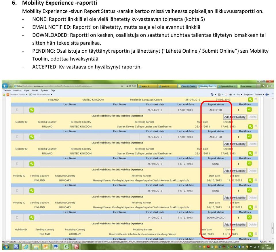 linkkiä - DOWNLOADED: Raportti on kesken, osallistuja on saattanut unohtaa tallentaa täytetyn lomakkeen tai sitten hän tekee sitä paraikaa.