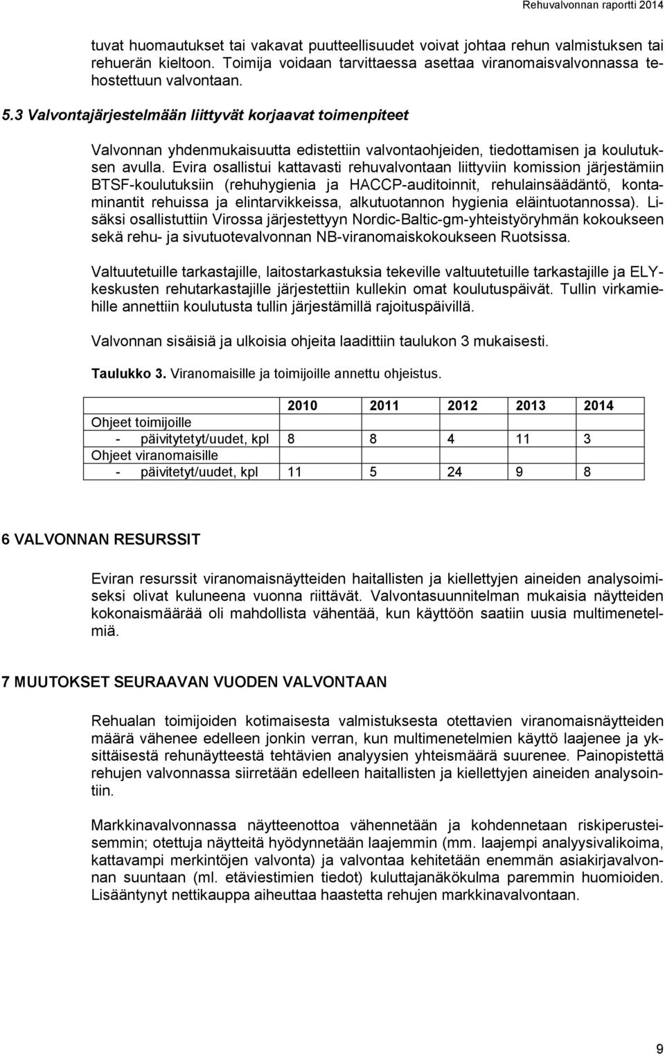 Evira osallistui kattavasti rehuvalvontaan liittyviin komission järjestämiin BTSF-koulutuksiin (rehuhygienia ja HACCP-auditoinnit, rehulainsäädäntö, kontaminantit rehuissa ja elintarvikkeissa,