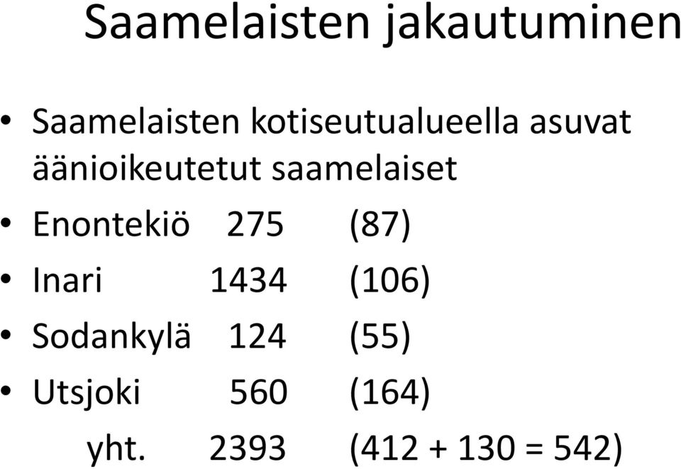saamelaiset Enontekiö 275 (87) Inari 1434 (106)
