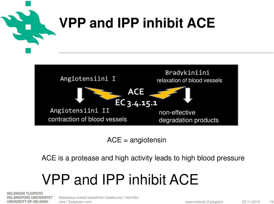 1 Bradykiniini verisuonia rentouttava relaxation of blood vessels non-effective Tehottomat
