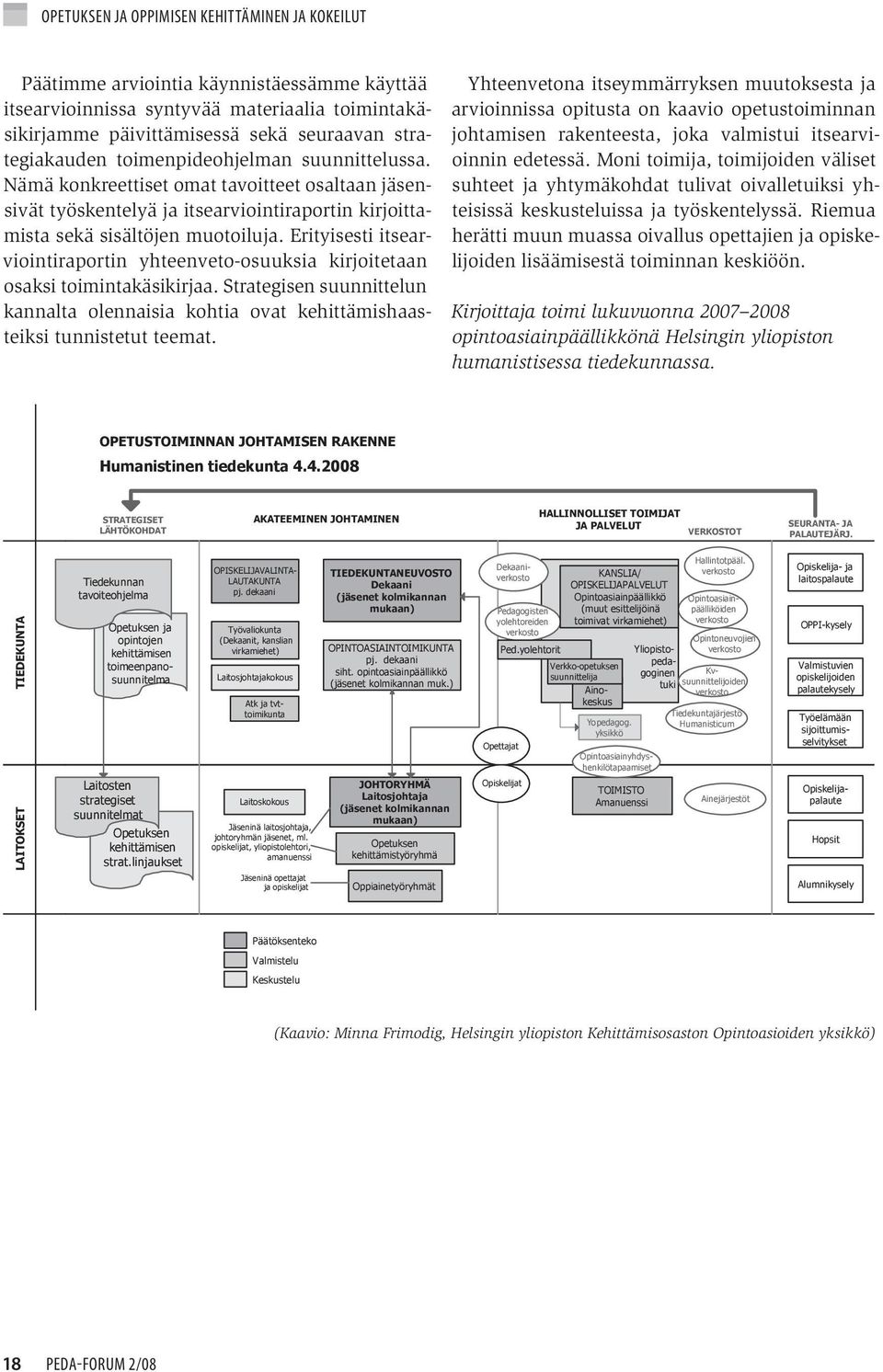 Erityisesti itsearviointiraportin yhteenveto-osuuksia kirjoitetaan osaksi toimintakäsikirjaa. Strategisen suunnittelun kannalta olennaisia kohtia ovat kehittämishaasteiksi tunnistetut teemat.