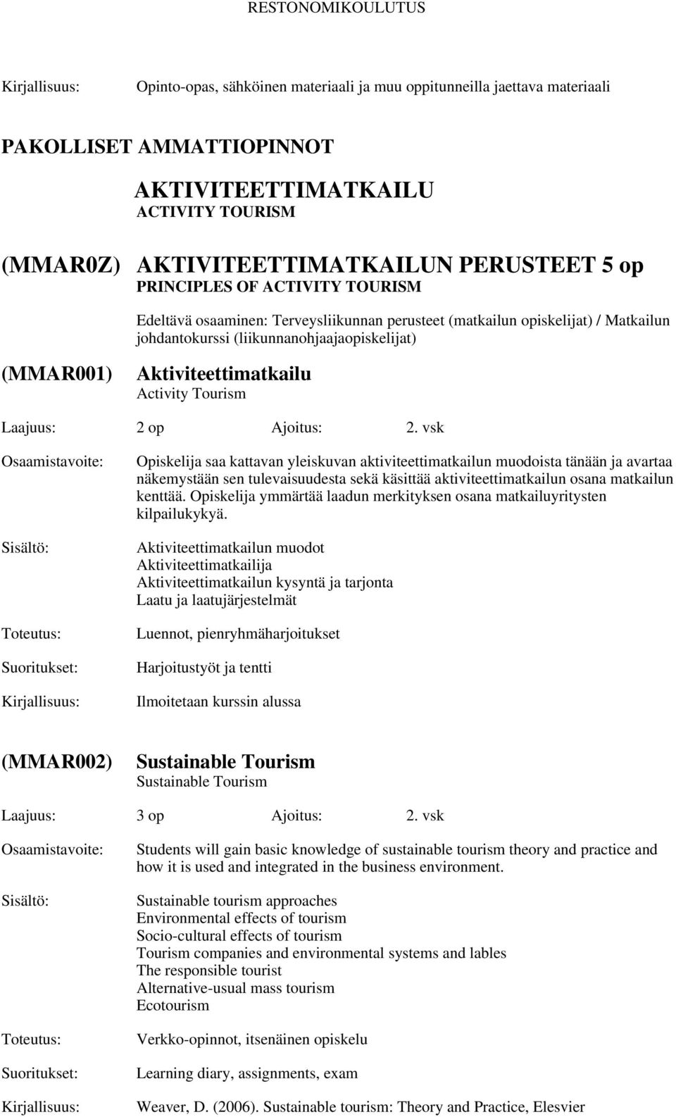 Laajuus: 2 op Ajoitus: 2.