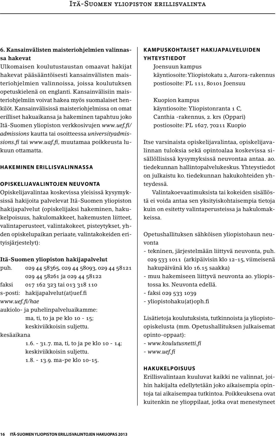 on englanti. Kansainvälisiin maisteriohjelmiin voivat hakea myös suomalaiset henkilöt.