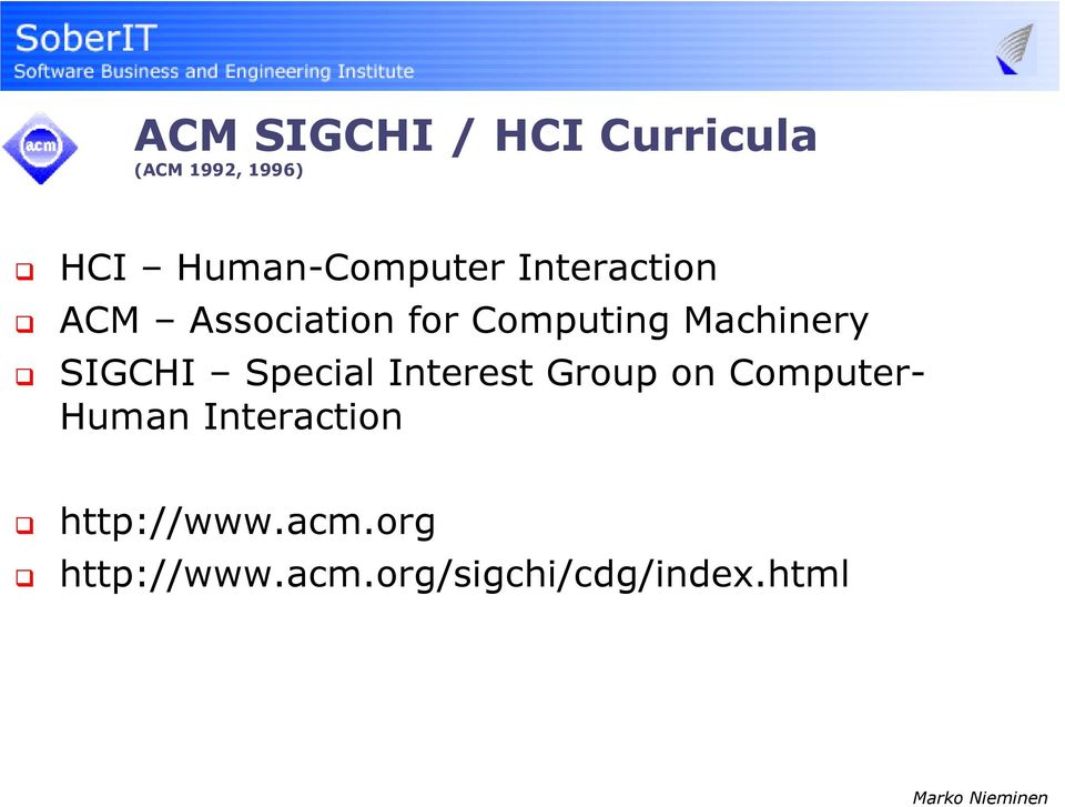 Machinery SIGCHI Special Interest Group on Computer- Human