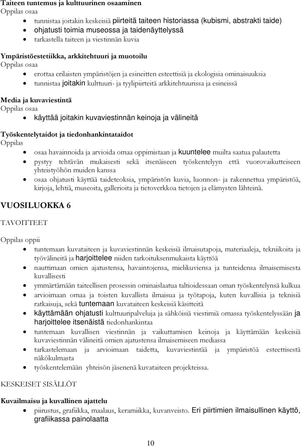 keinoja ja välineitä Työskentelytaidot ja tiedonhankintataidot osaa havainnoida ja arvioida omaa oppimistaan ja kuuntelee muilta saatua palautetta pystyy tehtävän mukaisesti sekä itsenäiseen