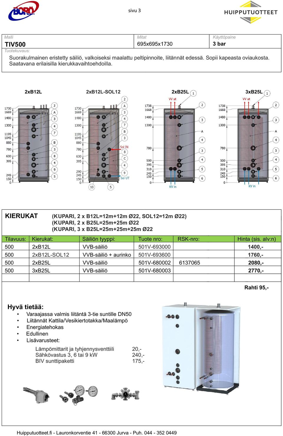 2xB12L 2xB12L-SOL12 2xB25L 3xB25L KIERUKAT (KUPARI, 2 x B12L=12m+12m Ø22, SOL12=12m Ø22) (KUPARI, 2 x B25L=25m+25m Ø22 (KUPARI, 3 x