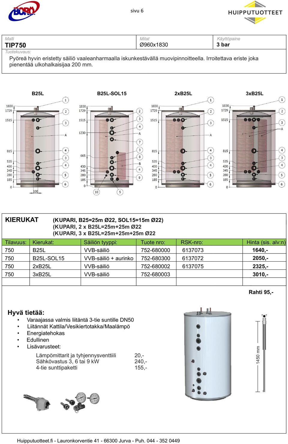 B25L B25L-SOL15 2xB25L 3xB25L KIERUKAT (KUPARI, B25=25m Ø22, SOL15=15m Ø22) (KUPARI, 2 x B25L=25m+25m Ø22 (KUPARI, 3 x