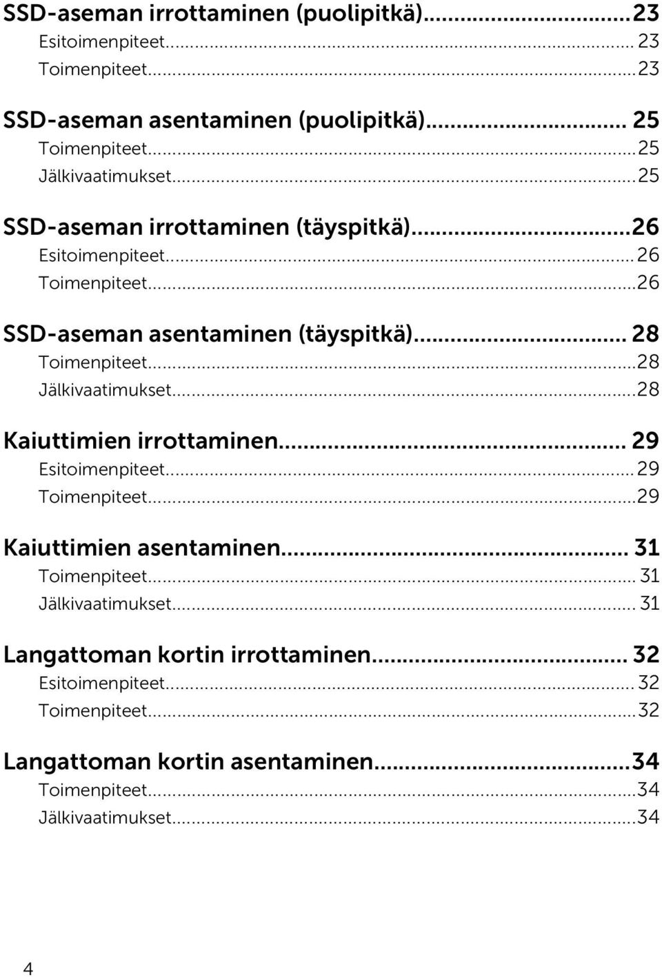 .. 28 Toimenpiteet...28 Jälkivaatimukset...28 Kaiuttimien irrottaminen... 29 Esitoimenpiteet...29 Toimenpiteet...29 Kaiuttimien asentaminen.