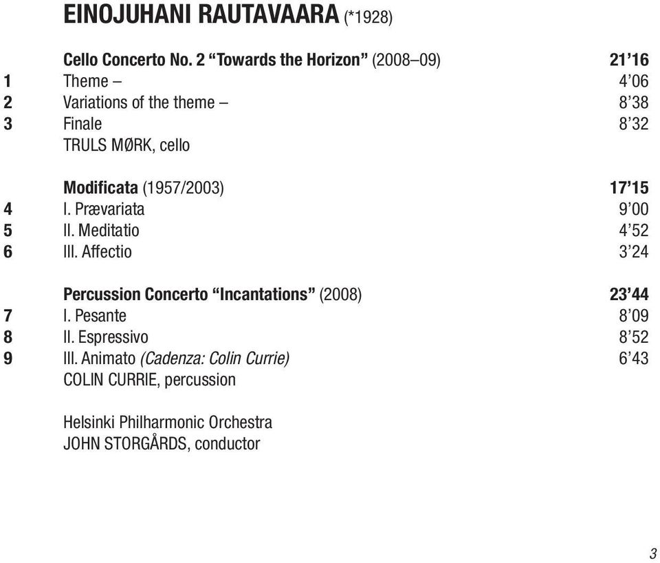 Modificata (1957/2003) 17 15 4 I. Prævariata 9 00 5 II. Meditatio 4 52 6 III.