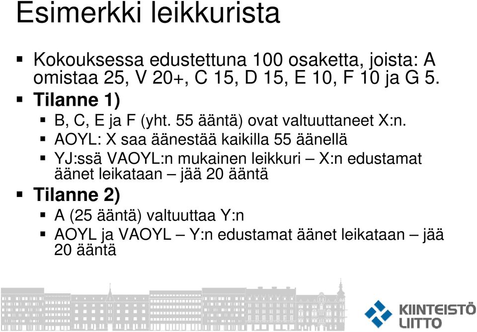 AOYL: X saa äänestää kaikilla 55 äänellä YJ:ssä VAOYL:n mukainen leikkuri X:n edustamat äänet