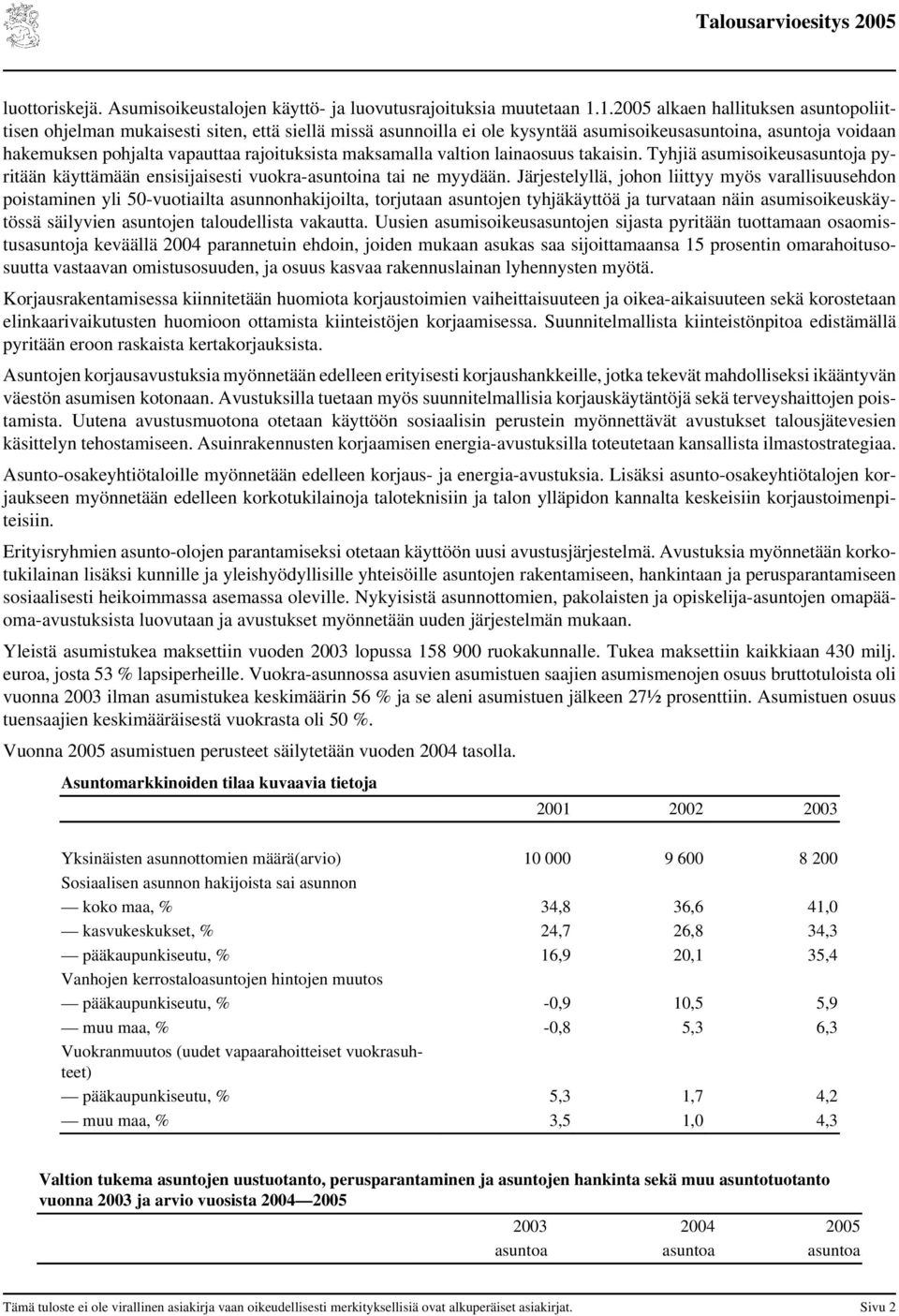 maksamalla valtion lainaosuus takaisin. Tyhjiä asumisoikeusasuntoja pyritään käyttämään ensisijaisesti vuokra-asuntoina tai ne myydään.