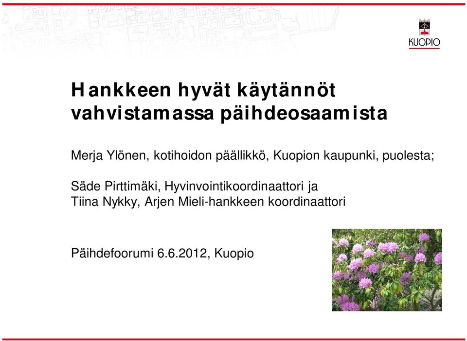 Säde Pirttimäki, Hyvinvointikoordinaattori ja Tiina Nykky,