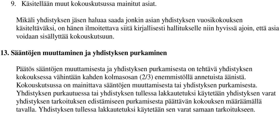 kokouskutsuun. 13.