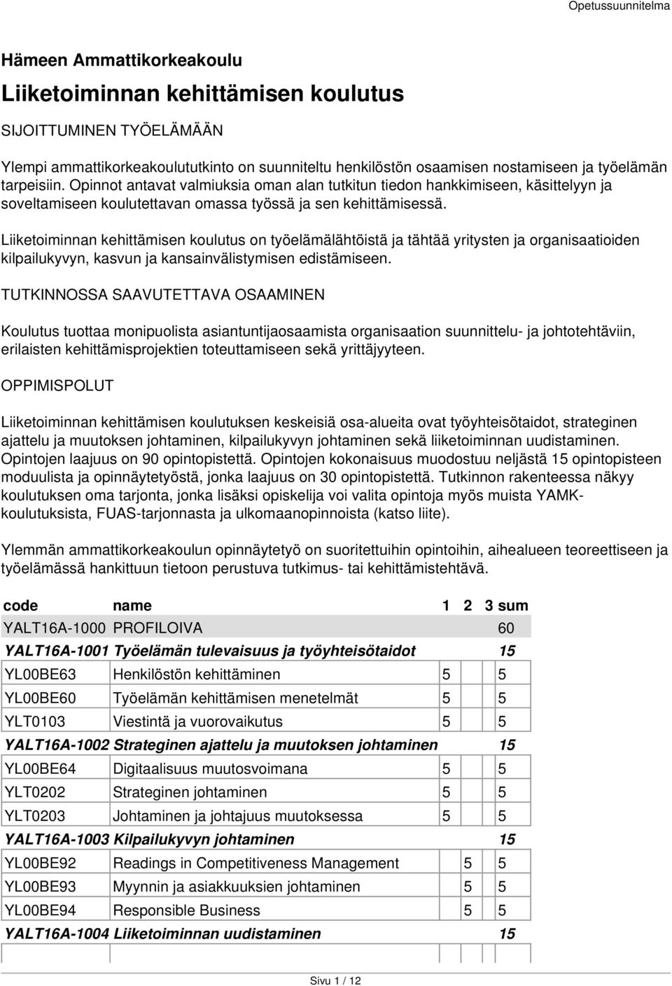 Liiketoiminnan kehittämisen koulutus on työelämälähtöistä ja tähtää yritysten ja organisaatioiden kilpailukyvyn, kasvun ja kansainvälistymisen edistämiseen.