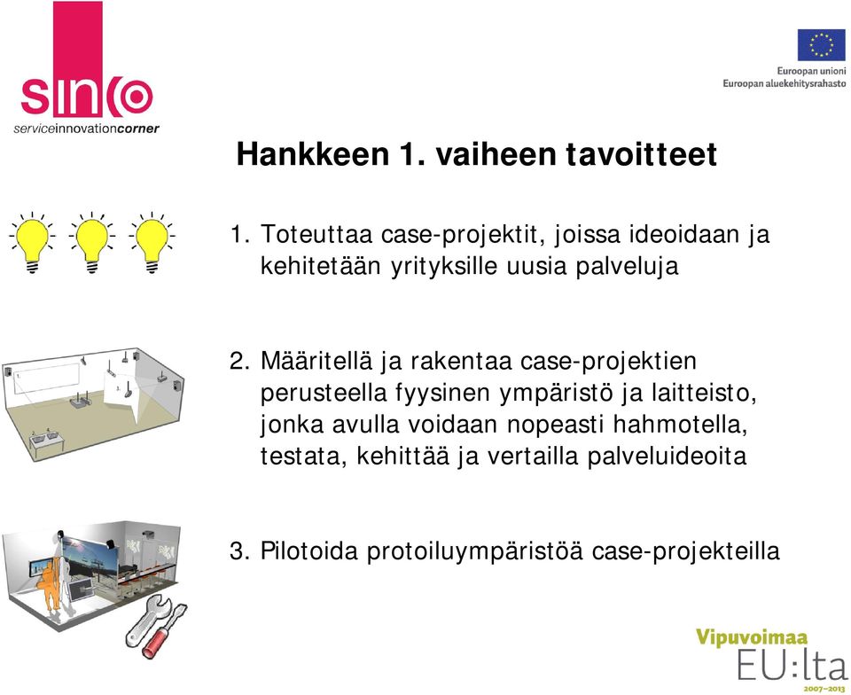 2. Määritellä ja rakentaa case projektien perusteella fyysinen ympäristö ja